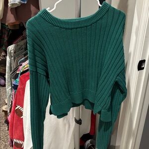 Women's Green Ribbed Sweater